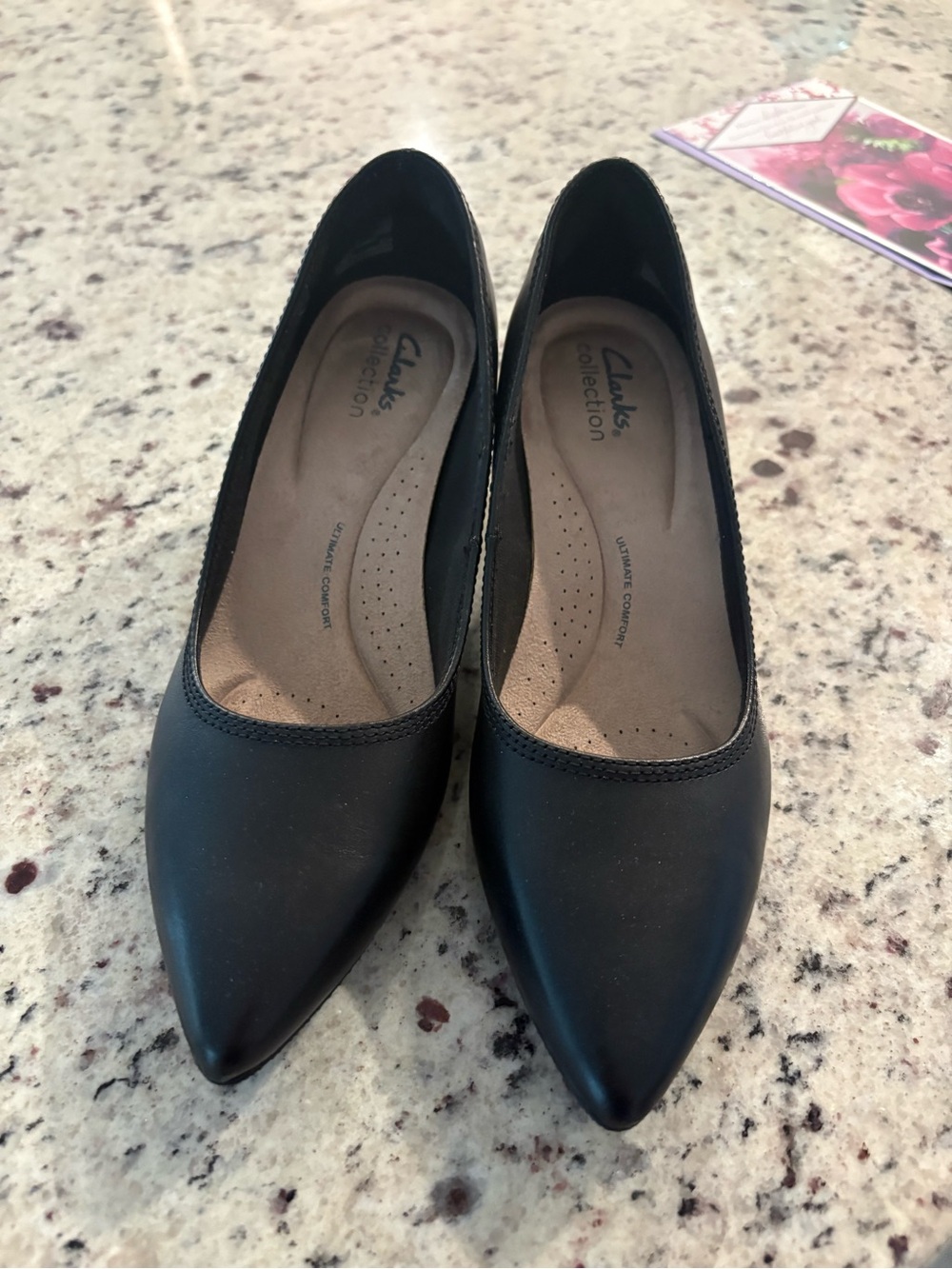 Clarks Black Pointed-Toe Heels
